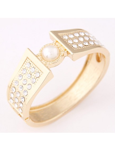 RGB4484 - Aksesoris Gelang Metal Mutiara Diamond