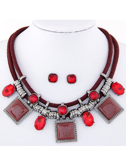 RKL6512 - Aksesoris Kalung Big Metal Square Set