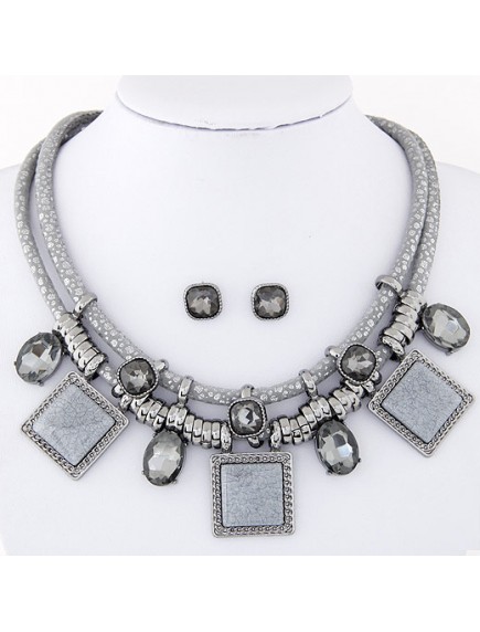 RKL6513 - Aksesoris Kalung Big Metal Square Set