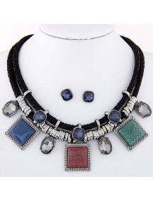 RKL6514 - Aksesoris Kalung Big Metal Square Set